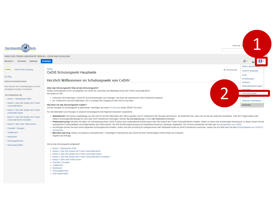 CeDiS Wiki Schulung > Seiten beobachten (über Seitenänderungen benachrichtigt werden) > Wiki_beobachten_3.png